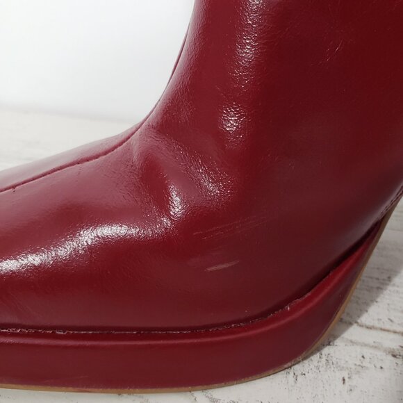Steve Madden Freya Red Wine Leather Platform Bootie Women's Size 6M - Picture 7 of 10